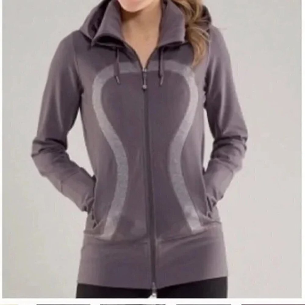 Lululemon Hooded Stride Jacke- Magnum and Heathered Grey.
